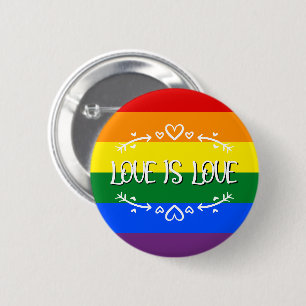 Macaron Rond 5 Cm L'amour est l'amour Arc-en-ciel LGBTQ Fierté Bouto