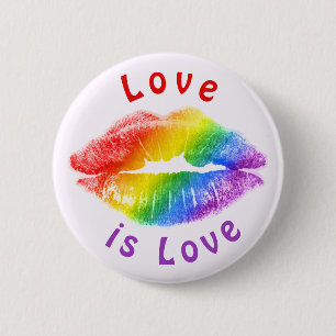 Macaron Rond 5 Cm L'amour est l'amour Lèvres arc-en-ciel LGBTQ