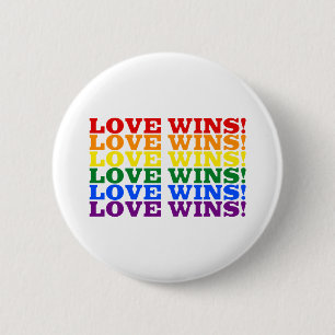 Macaron Rond 5 Cm L'amour gagne arc-en-ciel
