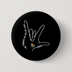 Macaron Rond 5 Cm L'amour n'a pas besoin de mots ASL Puzzle pièce co