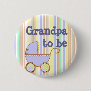 Macaron Rond 5 Cm Landau bleu - "grand-papa à être" goupille