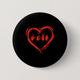 Macaron Rond 5 Cm Langage des signes de la main du cœur d'amour Sain