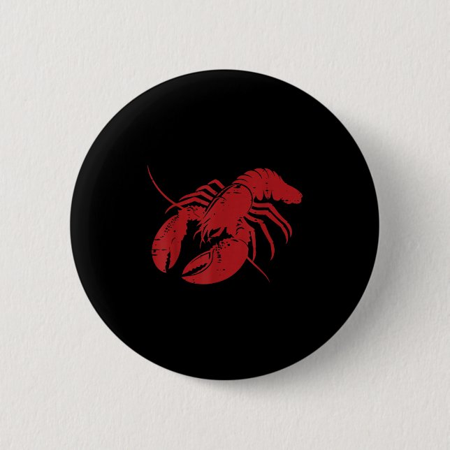 Macaron Rond 5 Cm langouste Homard Rouge Silhouette Crawfish Hommes  (Devant)