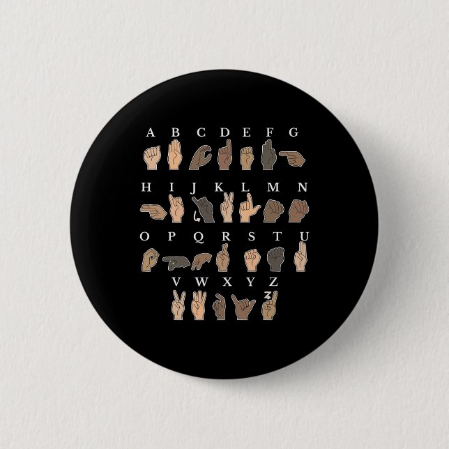 Macaron Rond 5 Cm Langue des signes à la main ASL Savoir de la main  (Devant)