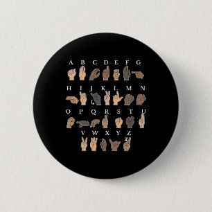 Macaron Rond 5 Cm Langue des signes à la main ASL Savoir de la main 