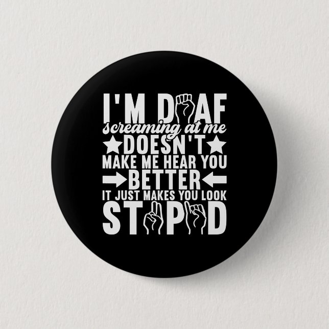 Macaron Rond 5 Cm Langue des signes Sensibilisation des sourds 11 (Devant)