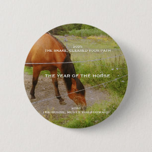 Macaron Rond 5 Cm L'année du Cheval, citation 2026 