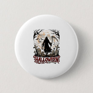 Macaron Rond 5 Cm Lanterne de la Faucheuse Halloween Pleine Lune Pie