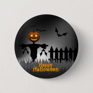 Macaron Rond 5 Cm Lanterne heureuse de Halloween - de Scarecrrow