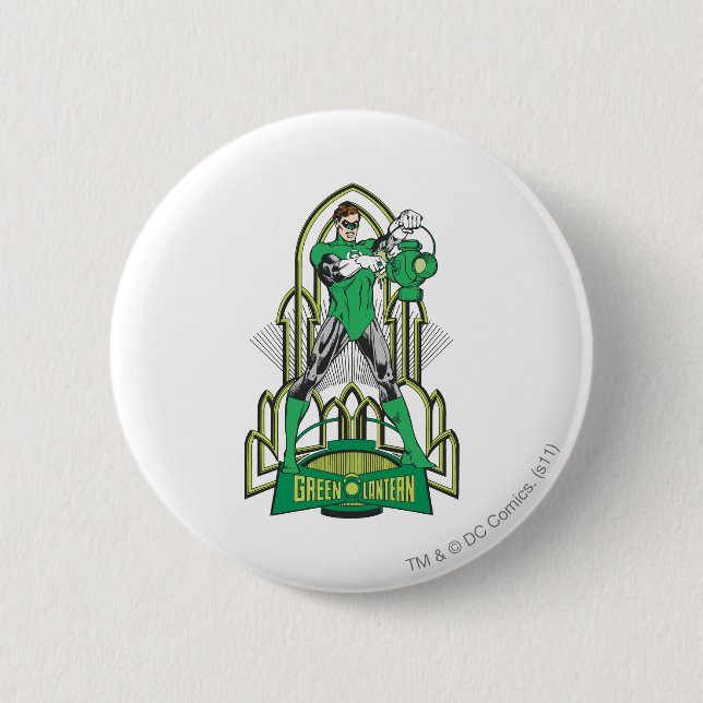 Macaron Rond 5 Cm Lanterne verte avec des lettres (Devant)