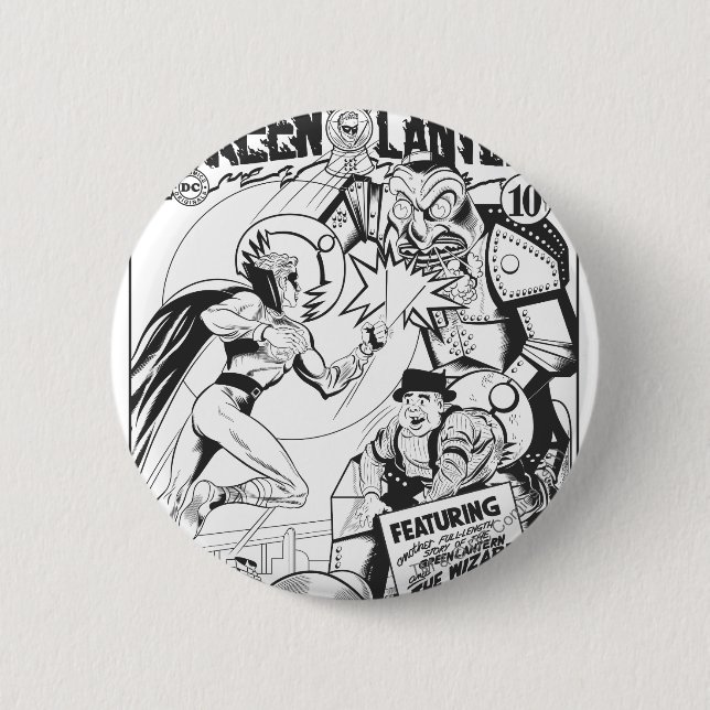 Macaron Rond 5 Cm Lanterne verte contre le magicien de la chance, du (Devant)