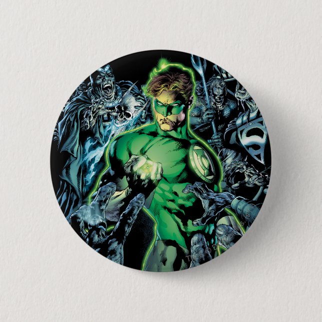 Macaron Rond 5 Cm Lanterne verte entourée - couleur (Devant)