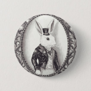 Macaron Rond 5 Cm Lapin blanc - bouton