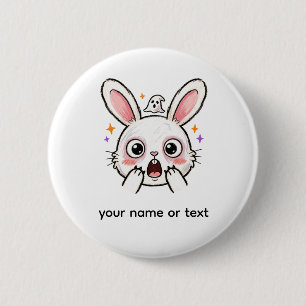 Macaron Rond 5 Cm Lapin choqué visage de fantôme Halloween