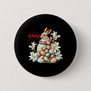 Macaron Rond 5 Cm Lapin dans un pot en verre - Pâques vintage coloré