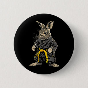 Macaron Rond 5 Cm Lapin de Judo Bunny Nature Kickboxing Taekwondo