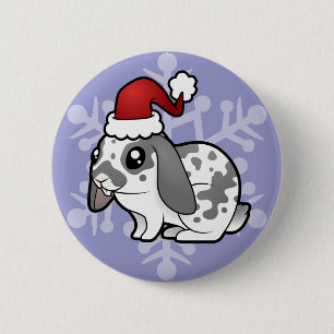 Macaron Rond 5 Cm Lapin de Noël (oreille tombante poil lisse)