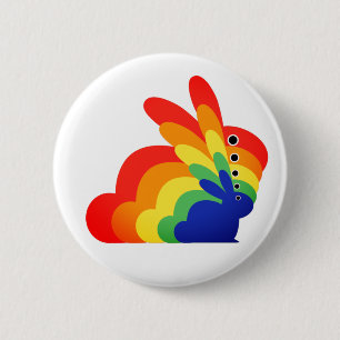 Macaron Rond 5 Cm Lapin de Pâques Arc-en-Ciel - Pâques