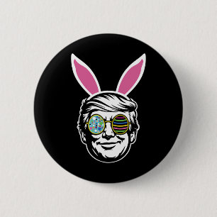 Macaron Rond 5 Cm Lapin de Pâques chasse aux œufs de Trump Joyeuses