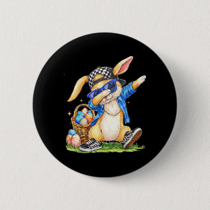 Macaron Rond 5 Cm Lapin de Pâques Cool Hip Hop Enfants Garçons