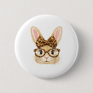 Macaron Rond 5 Cm Lapin de Pâques coquette mignon avec des lunettes