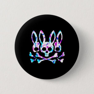 Macaron Rond 5 Cm Lapin de Pâques drôle Rétro Tie Dye Lapin Crâne Cr
