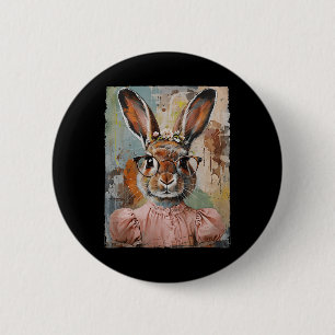 Macaron Rond 5 Cm Lapin de Pâques heureux Fleur Graphisme Fille