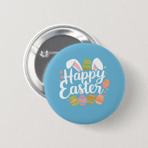 Macaron Rond 5 Cm Lapin de Pâques Joyeuses Vacances de Pâques