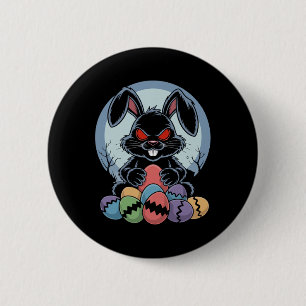 Macaron Rond 5 Cm Lapin de Pâques méchant épouvantable horreur aux y