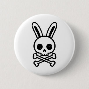Macaron Rond 5 Cm Lapin de Pâques Skull Cross Bones Rabbit Goth Homm