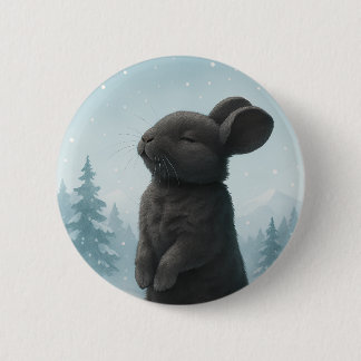 Macaron Rond 5 Cm Lapin d'hiver paisible