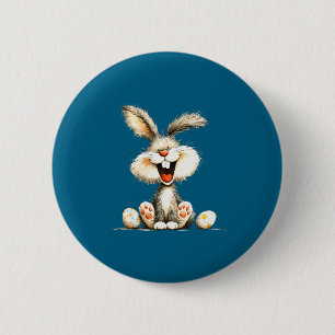 Macaron Rond 5 Cm Lapin drôle et duveteux avec fourrure sauvage art