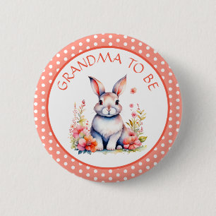 Macaron Rond 5 Cm Lapin lapin en fleurs grand-mère pour être Baby sh