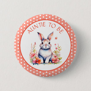 Macaron Rond 5 Cm Lapin lapin en Fleurs Tante à être Baby shower