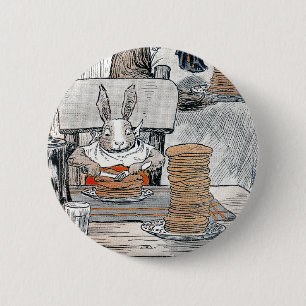 Macaron Rond 5 Cm Lapin mangeant le petit déjeuner de crêpe