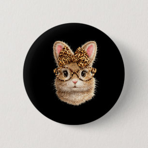 Macaron Rond 5 Cm Lapin mignon avec lunettes de léopard noeud papill