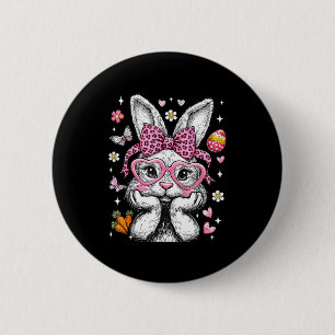 Macaron Rond 5 Cm Lapin mignon visage léopard coquette noeud pâques