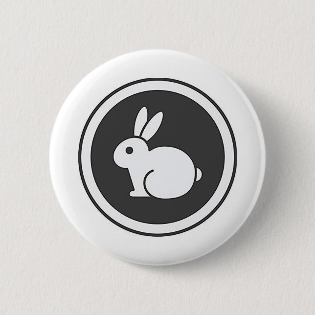 Macaron Rond 5 Cm Lapin noir et blanc (Devant)