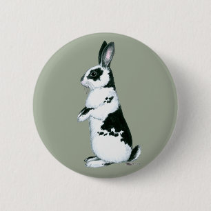 Macaron Rond 5 Cm Lapin : Noir et Blanc