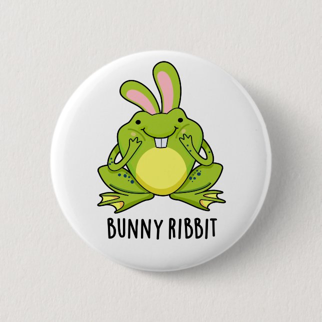 Macaron Rond 5 Cm Lapin Ribbit Funny Lapin Frog Pun (Devant)