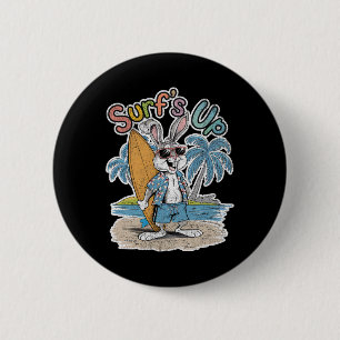 Macaron Rond 5 Cm Lapin surfeur Bunny surfeur Planche de surf Été Ré