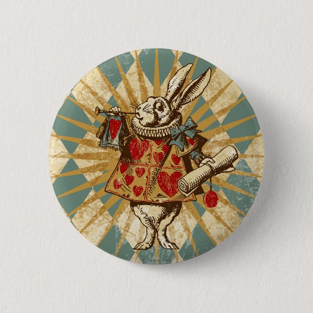 Macaron Rond 5 Cm Lapin vintage de blanc d'Alice (Devant)