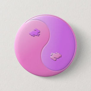 Macaron Rond 5 Cm Lapins Yin Yang de Pâques