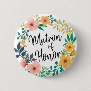 Macaron Rond 5 Cm L'aquarelle fleurit dame de honneur l'épousant de
