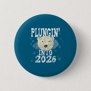 Macaron Rond 5 Cm Lar Bear Plongeon - Plongeant dans l'eau froide du
