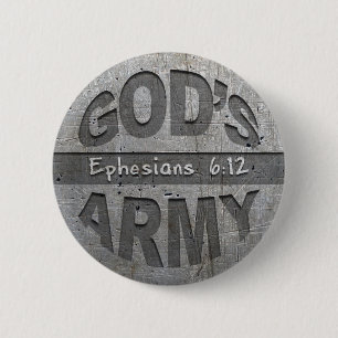 Macaron Rond 5 Cm L'armée de Dieu - gris en métal de vers de bible