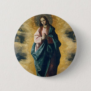 Macaron Rond 5 Cm L'Art de la radiance céleste de l'Immaculée Concep