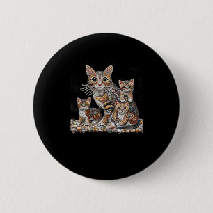 Macaron Rond 5 Cm L'Art D'Organiser Des Roches En Forme De Chat S