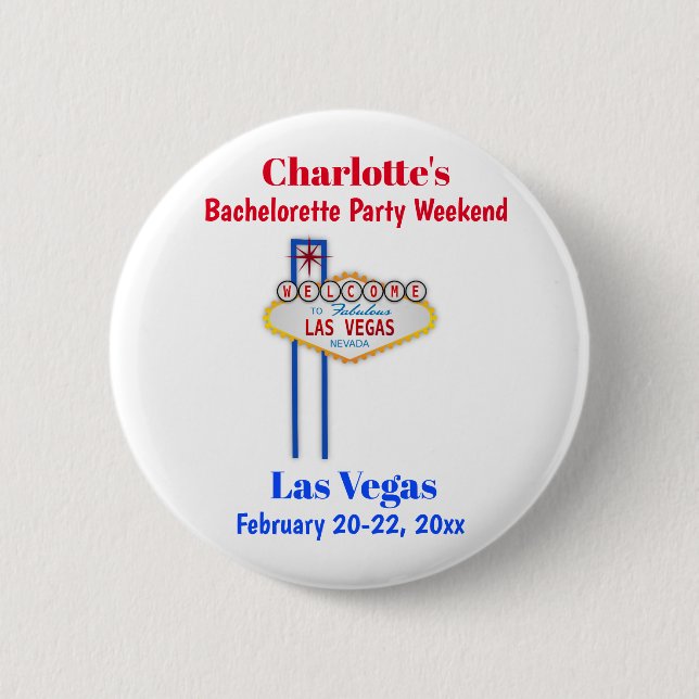 Macaron Rond 5 Cm Las Vegas Bachelorette Party Filles Week-end Voyag (Devant)