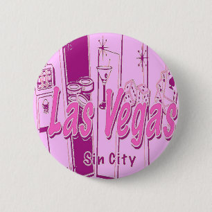 Macaron Rond 5 Cm Las Vegas Pop Art Retro
